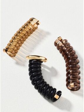 Anthropologie Coil Hair Ties Set of 3 in Black, Brown & Gold Spiral Hair Ties